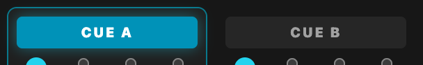 CUE A and CUE B buttons at the top of the mixer