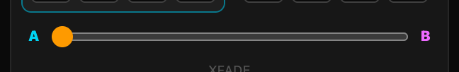 The A–B crossfader at the bottom of the mixer